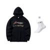 Li Ning Colorful Large Logo Fleece Lined Loose Fit Hooded Sweatshirt Unisex Black AWDRC35-1