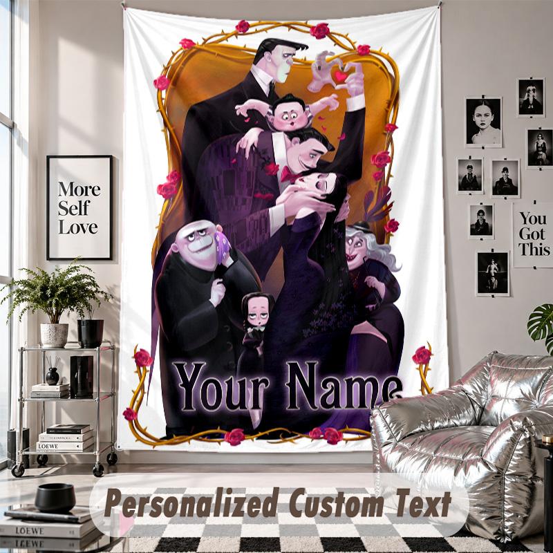 Custom Tapestry Wall Hanging, The Addams Family Personalized Name Text Home Wall Decor