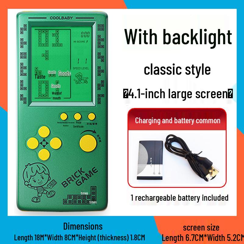 4,1-Zoll Retro Tetris Spielkonsole: Handheld Lernspielzeug für Kinder im Vintage-Stil