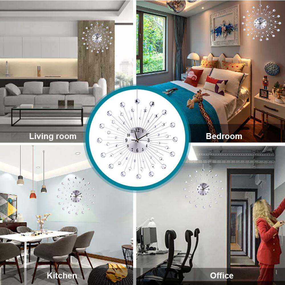 Gypsophila Diamond Fashion Wall Clock Wrought Iron Clock European Style Creative Decoration Clock Vintage Metal Art Wall Clock