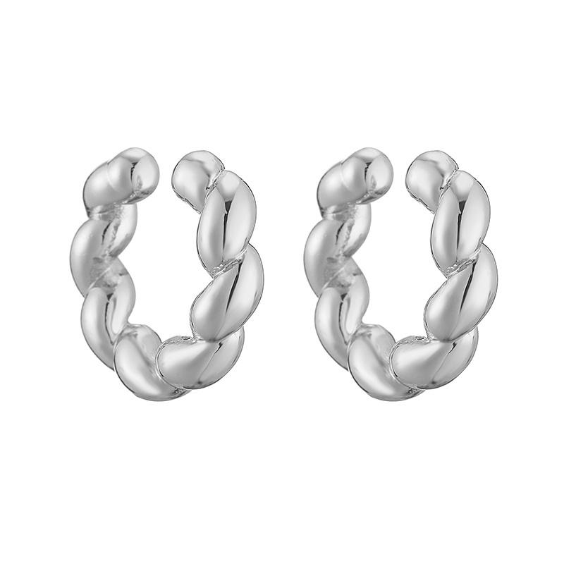 

HECHENG,Chunky Ear Cuff 18K Real Gold Plated Brass Smooth Unique Earrings For Women
