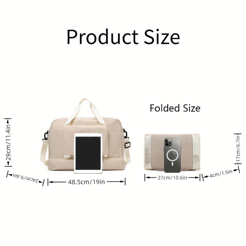Large Capacity Foldable Travel Duffel Bag with Shoe Compartment, Sports Gym Tote Bag, Weekender Overnight Duffle Bag, Ideal for Travel, Vacation, Gym