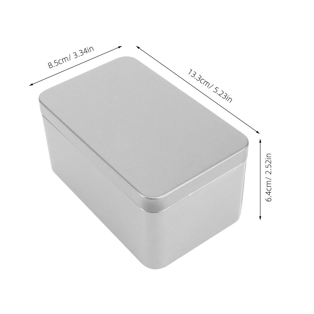 Rectangular Tinplate Box Portable Mini Tea Leaf Storage Container Candy Organizer Home Storage Box 13x8x6cm Silver Metal Smooth