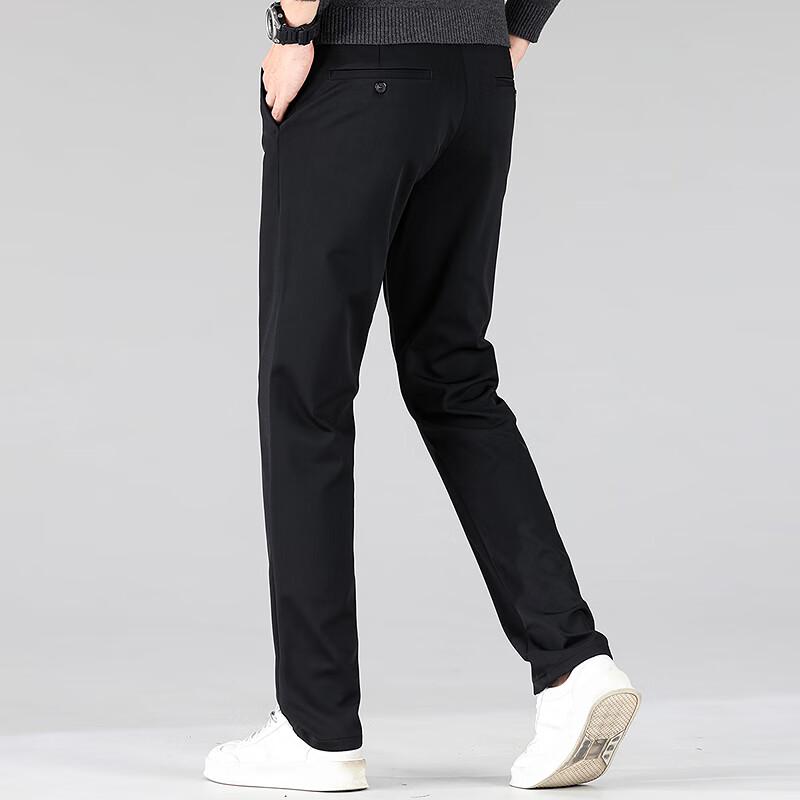 FAPAI Men's Easy-Care Business Casual Straight-Leg Trousers