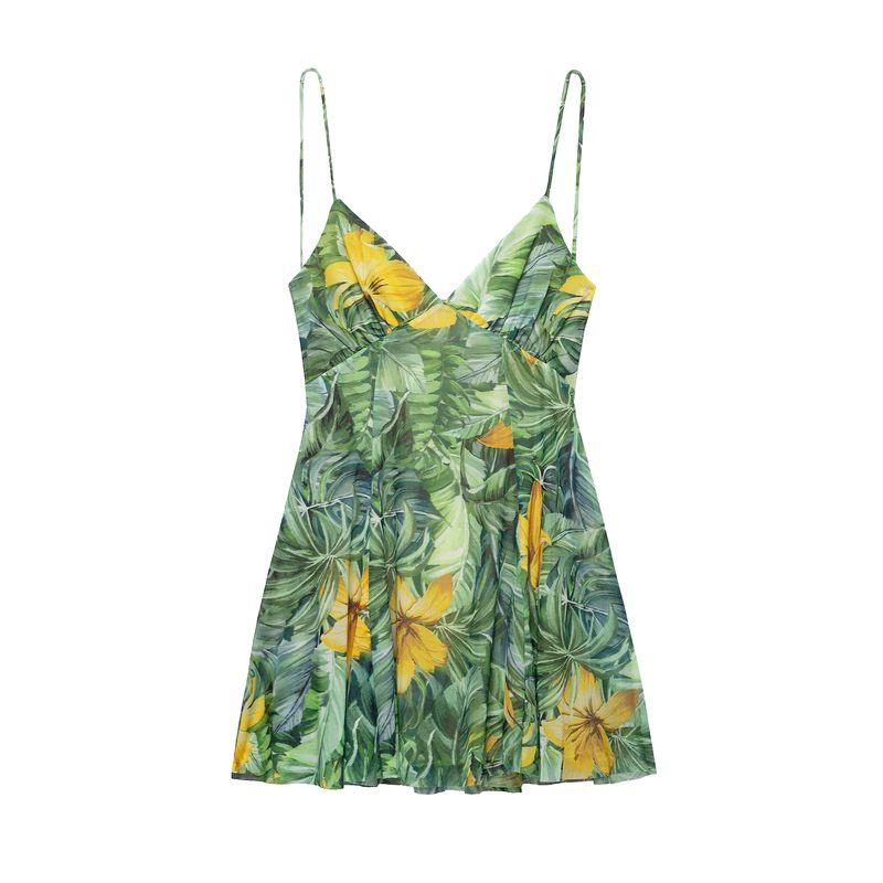 Kaslead New Arrival Women's Clothing Fashion Style Fashion Print Silk Net Short Dress 5039132 115