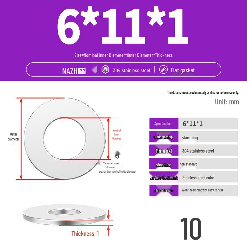 Thickened 304 Stainless Steel Flat Washer Spacer (M4-M8)