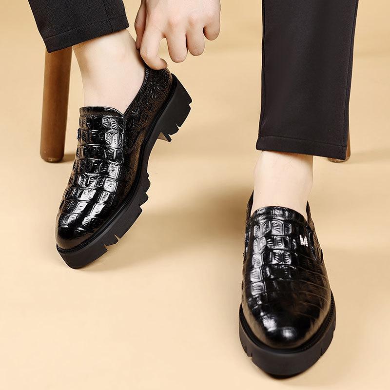 Leather Shoes Men's British New Autumn Trend Business Leisure One-pedal Men's Shoes Leather Hairstylist Platform Shoes Men