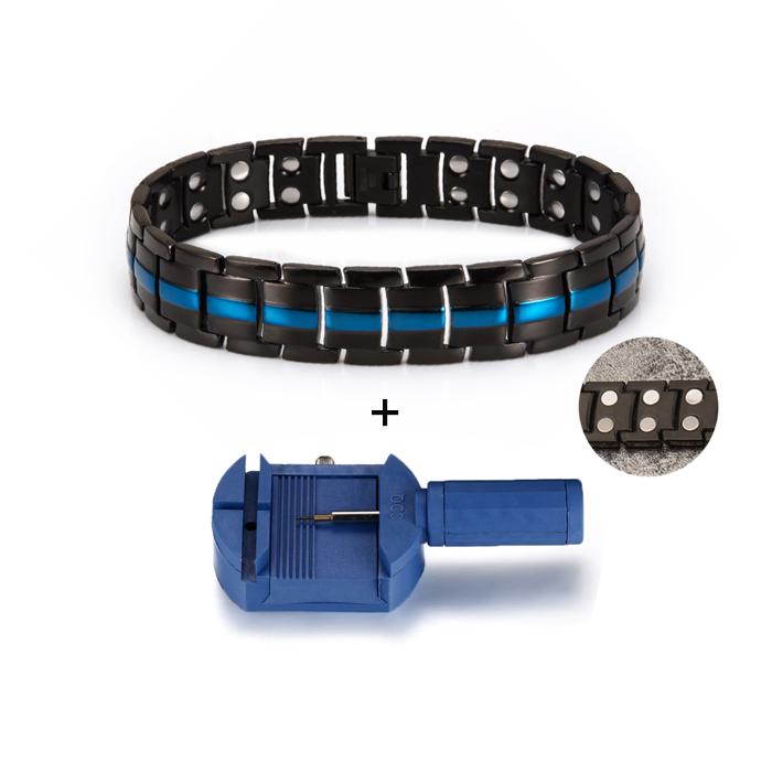 Black Bracelet Men Hand Chain Waterproof Health Germanium Magnetic Therapy Bracelet Male Benefits Stainless Steel Bracelets Mens
