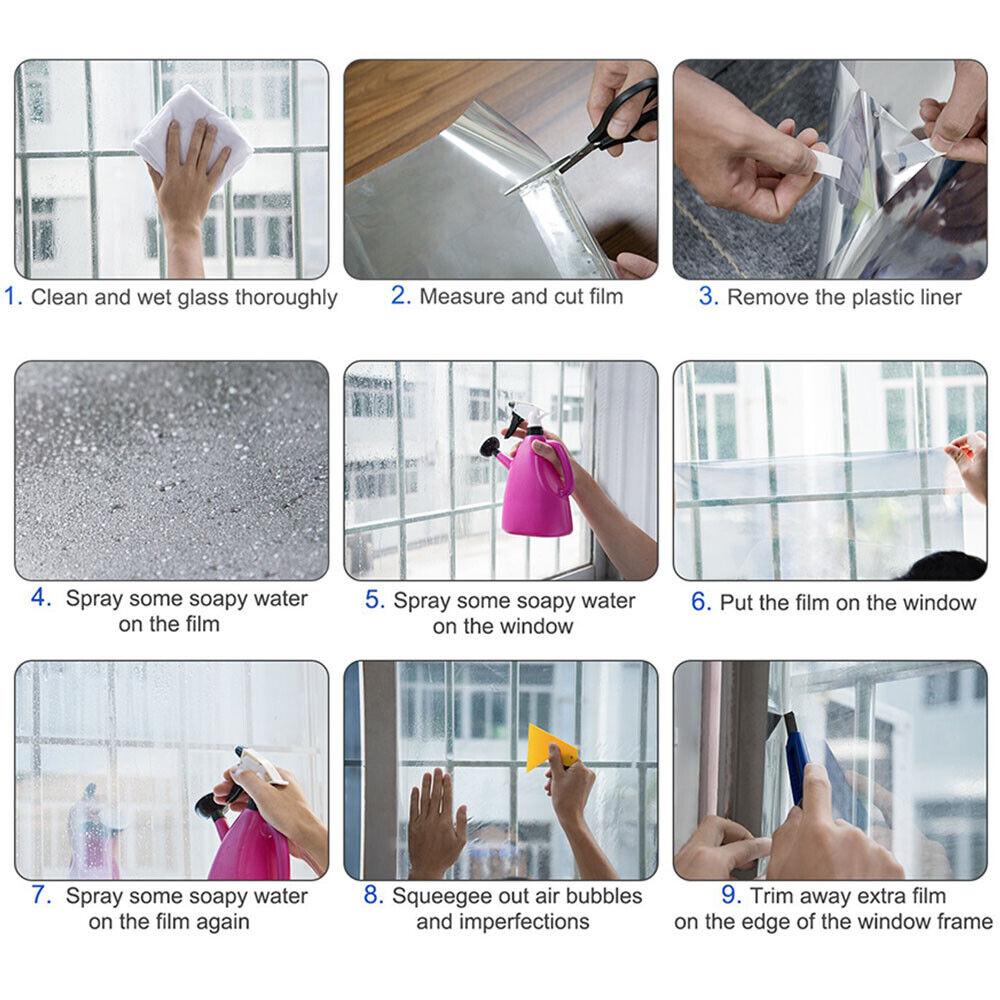 15in x 47in Multiple Colour Window Film Solar Tint Glass Door Home Glass Decor SelfAdhesive Transparent UV Protector Sticker DIY