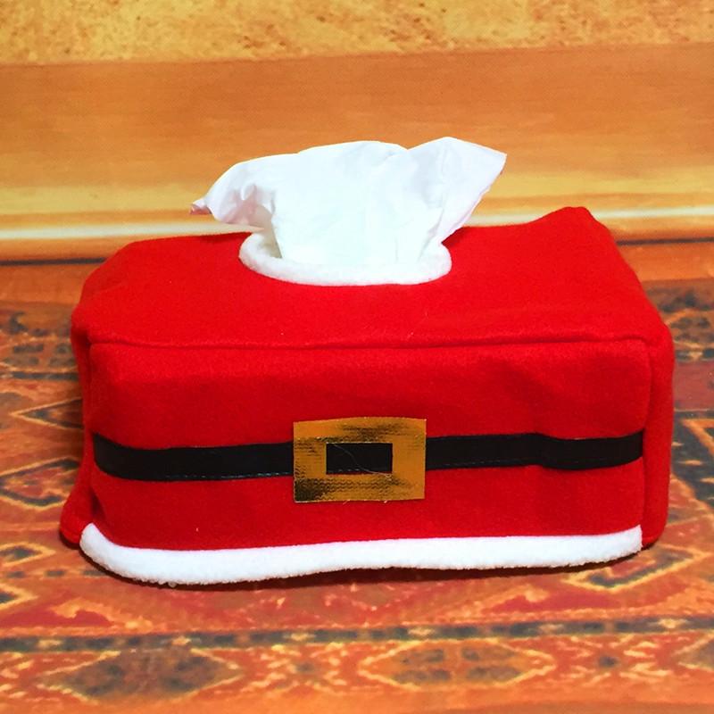 Christmas Tissue Box Cover Red Berries Leaves Belt Napkin Holder Case Decor Xmas