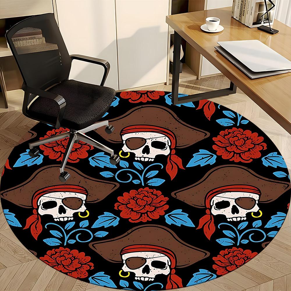 1pc Pirate Skulls Carpet for Office, Non-slip, Soft and Durable Office Rug, Perfect for Office yy260128052