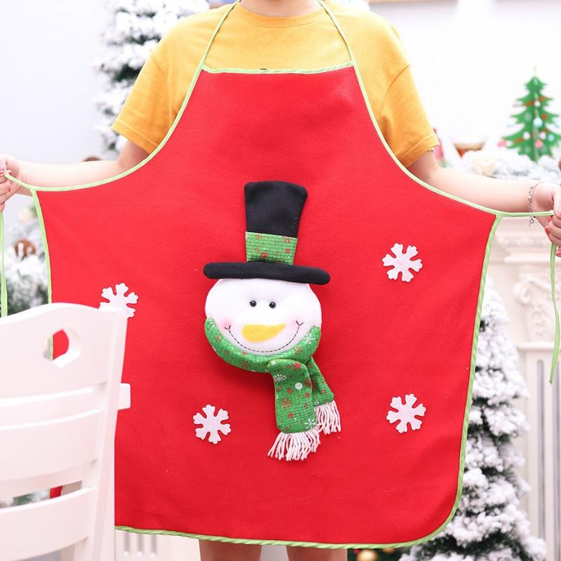 New Christmas Decorations Adult Christmas Costumes Cartoon Elderly Snowman Apron Service Student High-end Apron