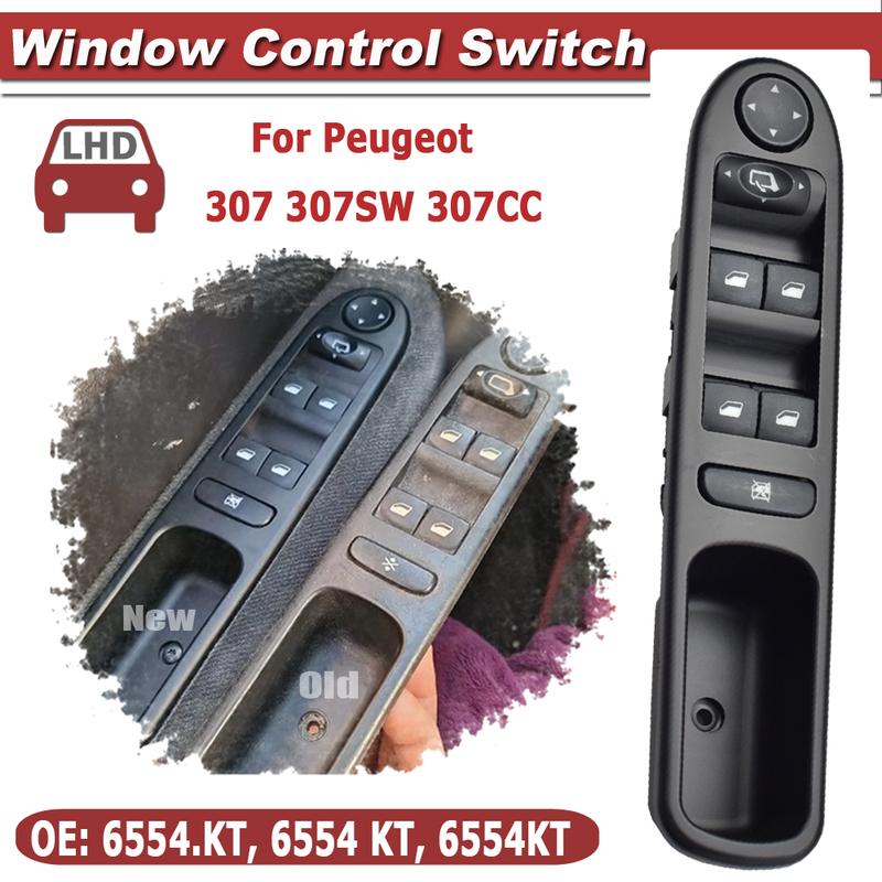 6554KT 6554.KT For Peugeot 307 2002-2014 Car Electric Power Master Window Switch Lifter Console Button 6554KT Front Left Side