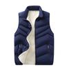 Plush Jacket for Men, Lamb Wool Jacket for Middle-aged and Elderly, Thick and Warm Vest for Men, Solid Color Stand Up Collar Jacket