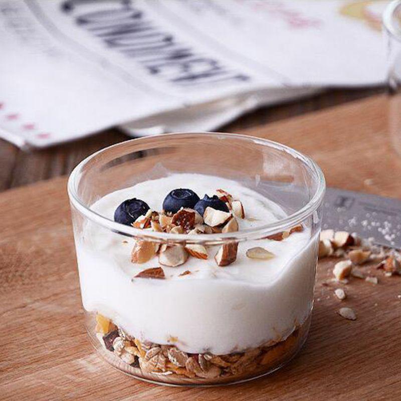 Hitzebeständiges Joghurt-Puddingglas 250ml Joghurt-Puddingbecher Ins-Stil Einfaches Klares Glas Dessertbehälter