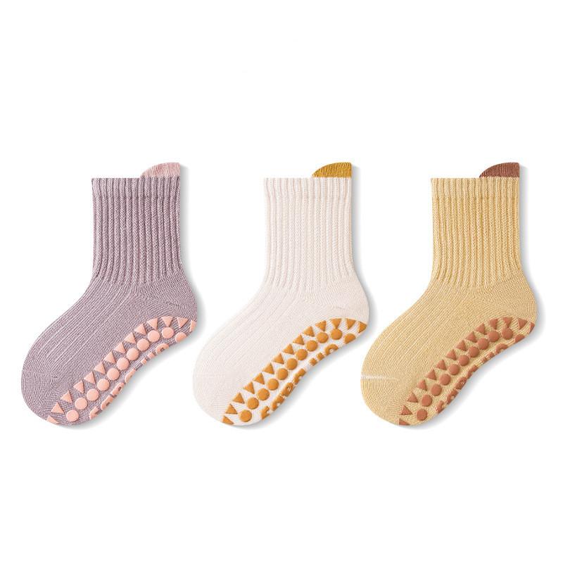Lawadka 3 Paar/Los Baumwolle Kinder Socken Für Mädchen Jungen Einfarbig Kinder Junge Mädchen Socken Rutschfest 0-5T Lässig Baby Kleinkind Socke
