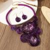 New Design Trendy Crystal Gem Aluminum Wire Handmade Woven Statement Necklace And Earring Set For Women's Banquet Accessories