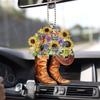 Wild West Floral Gift For Horse Lovers Vintage Cowboy Car Decoration Hanging Ornament