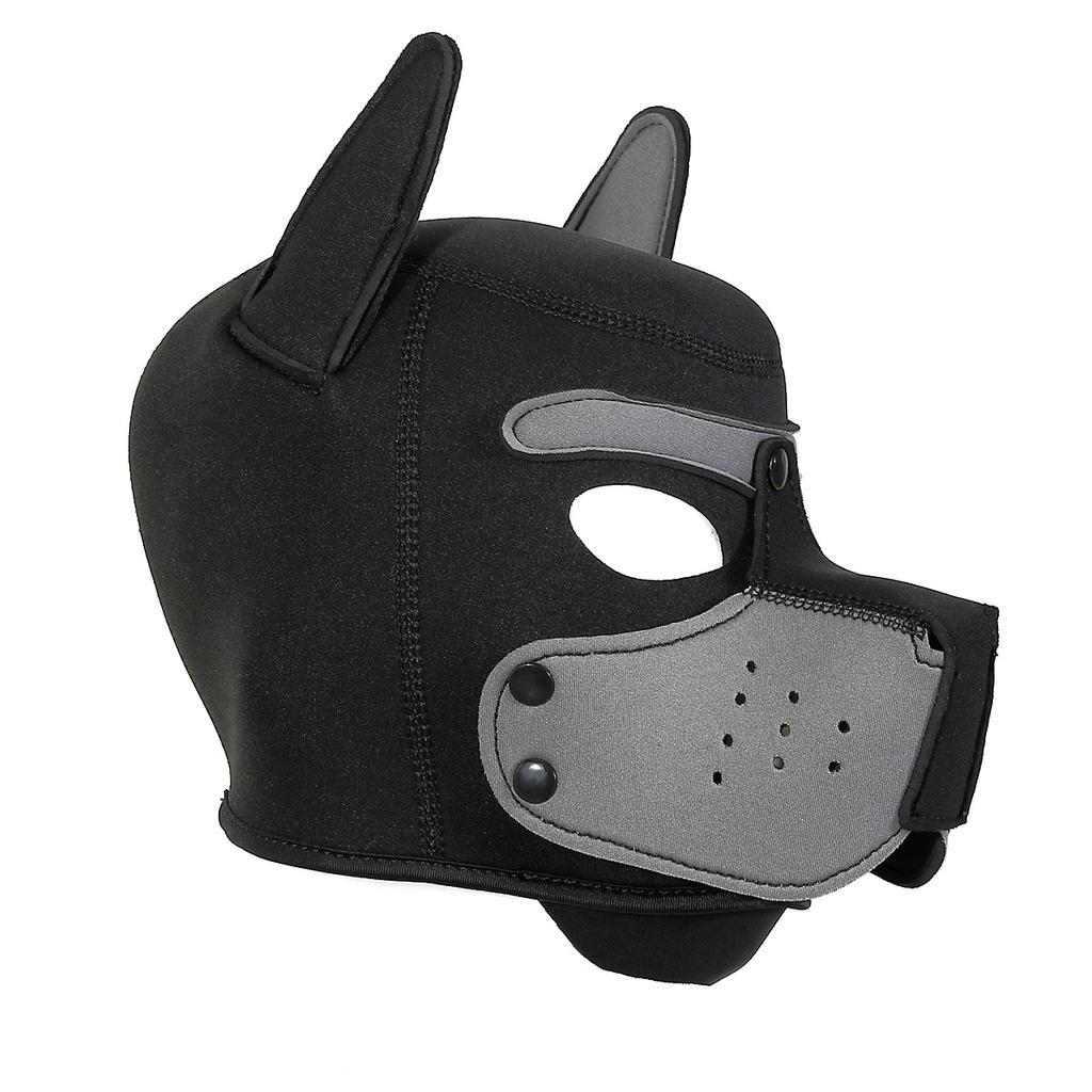 Modische, sexy Unisex-Kostüme mit Cosplay-Loch-Hundekopfbedeckung, Vollgesichts-Fetisch-Maskenhaube für Welpenspiele, Urlaubspartys