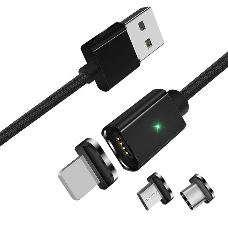 Magnetic Nylon Braided 3-in-1 Fast Charging Cable