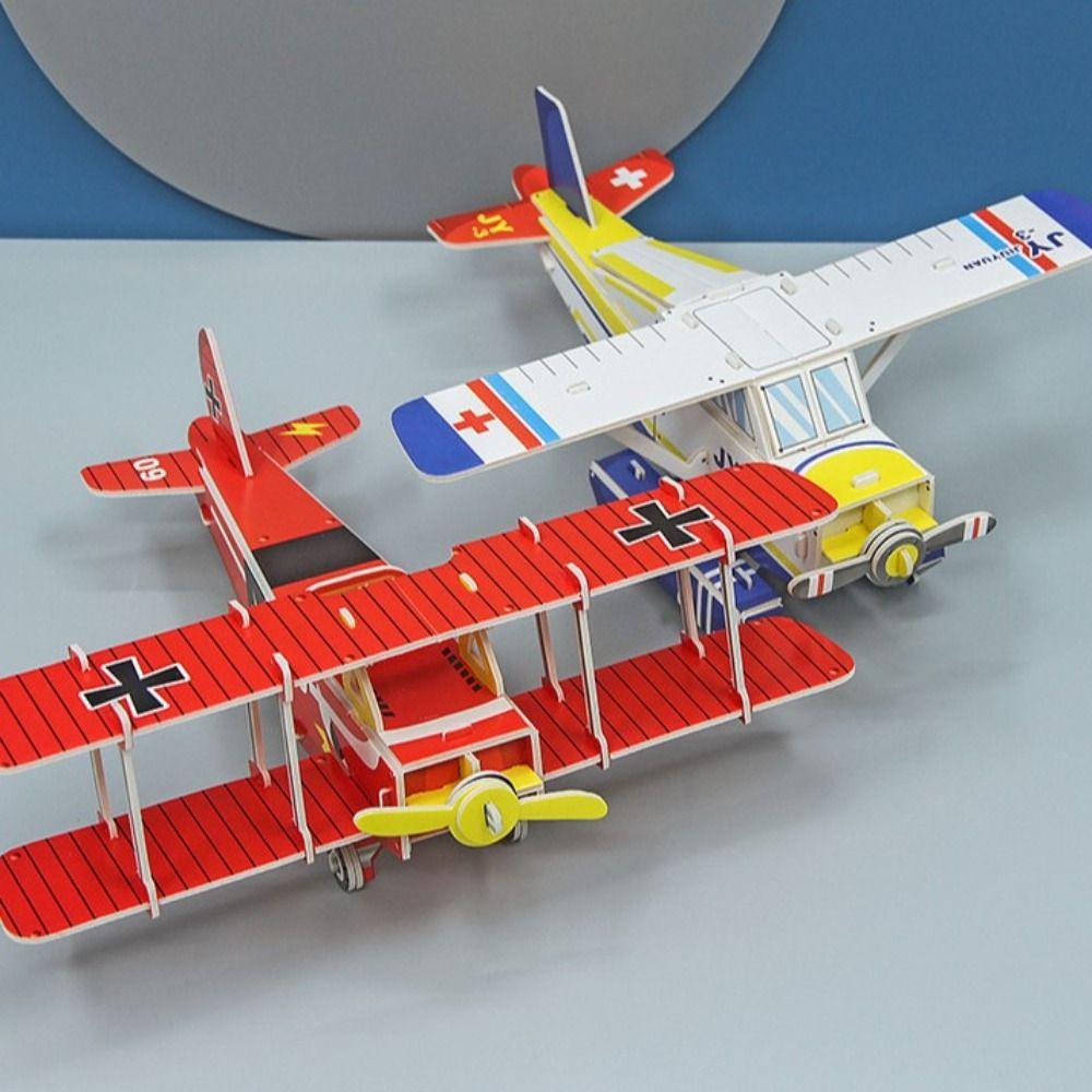 3D Airplane Puzzle Handmade Children Jigsaw Puzzles Practical Montessori Toys Kids