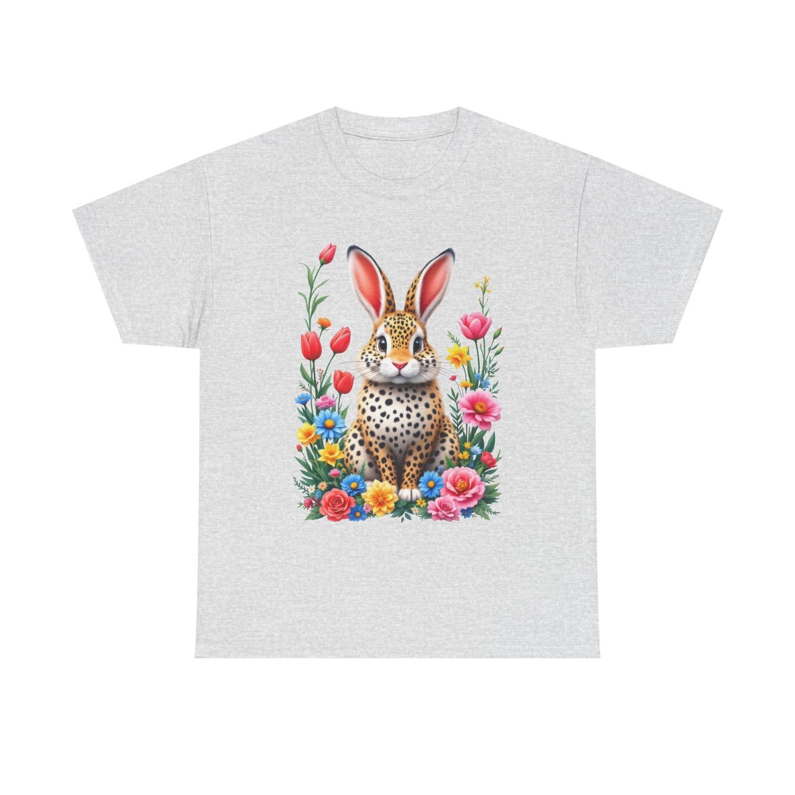 Adorable Bunny With Leopard Spots Shirt | Whimsical Floral Spring Design Easter S
