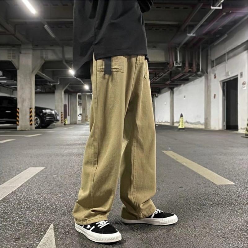Men's Casual Pants Fashion Jogger pants Loose Straight Wide Leg Pants Vintage Cargo Pants Solid color Men's pants