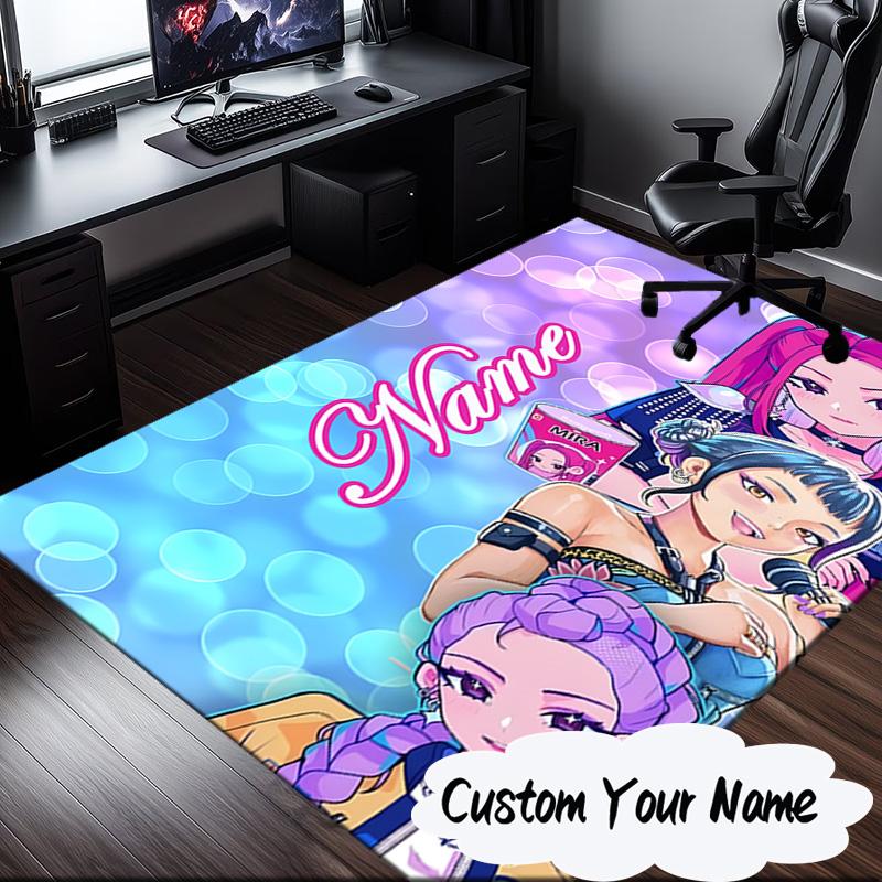 Custom Name KPop Demon Carpet, Chair Rug,Area Rug for Office Bedroom living rooms bedroom, Doormat decor Christmas fan gifts