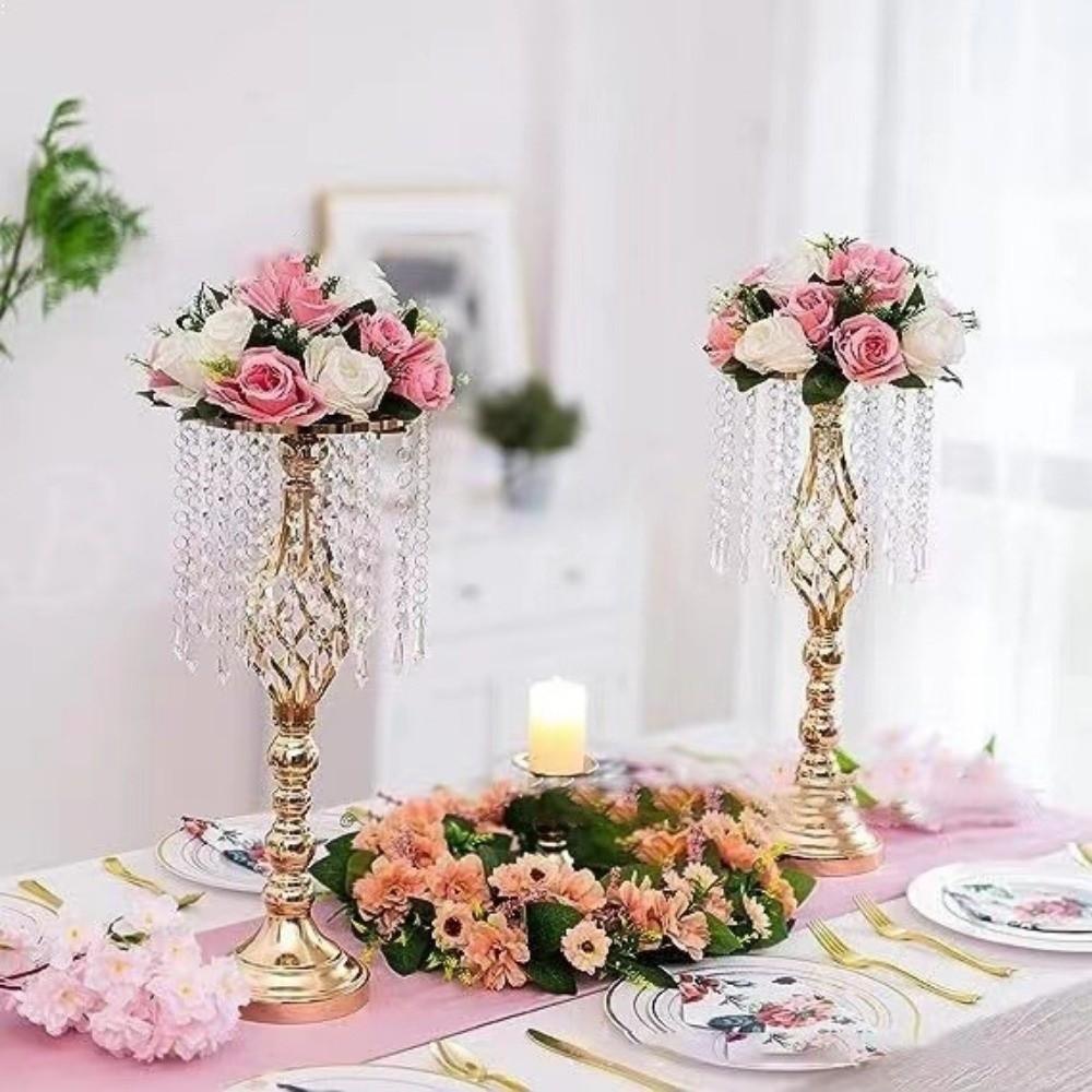 Kryształowy Świecznik Złoty Świeczniki na Kolację Modny Wazon na Kwiaty Dekoracja Ślubna