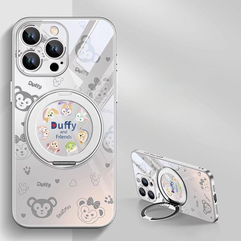 Suitable for Iphone Disney Duffy and Friends MagSafe Magnetic Phone Case with 360 Rotating Stand for IPhone Gift for Girls Cute