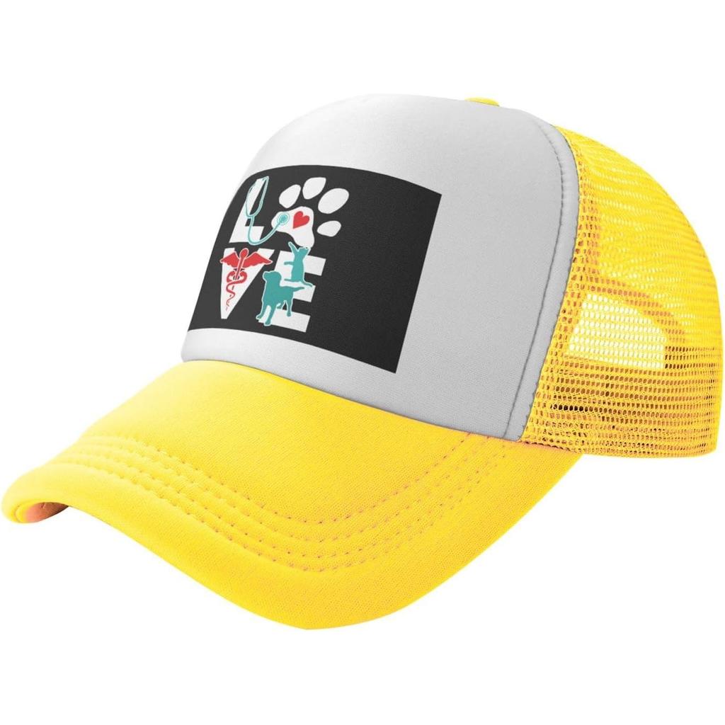 Veterinarian Love Graphic Trucker Hat Mesh Baseball Snapback Cap Unisex Outdoor Adjustable