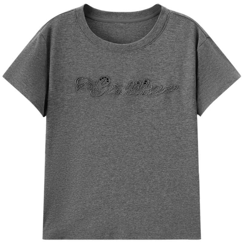 EICHITOO Women s Deep Gray Round Neck Short Sleeve T-Shirt M