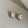 Vintage Coffee Color Square Resin Stud Earrings For Women Girls Fashion Metal Irregular Geometric Earrings Zircon 2023 Trendy
