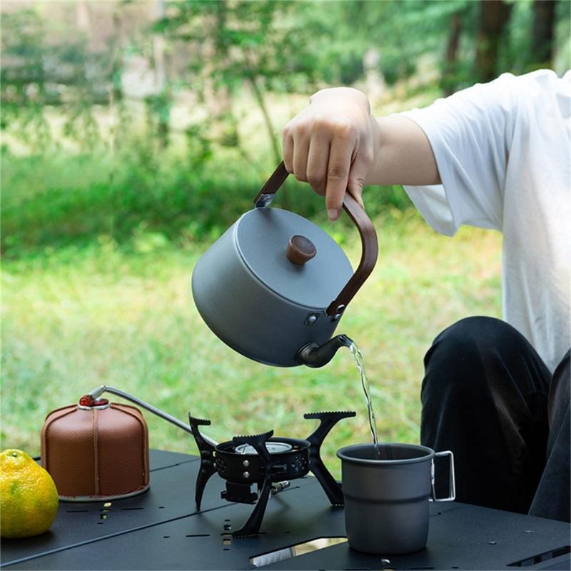 Portable Teapot Aluminum Alloys Camp Teas Coffee Pots Outdoor Hiking Water Boilers Camping Kettle Heat Water Teas Pots