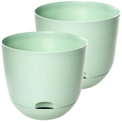 2 Pcs Outdoor Large Self Watering Flower Pot Plant Saucers for Outdoors Planter with Drainage Holes