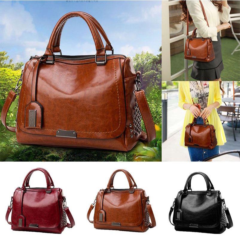Versatile Women's Crossbody Messenger Handbag In Pure Color Pu Leather