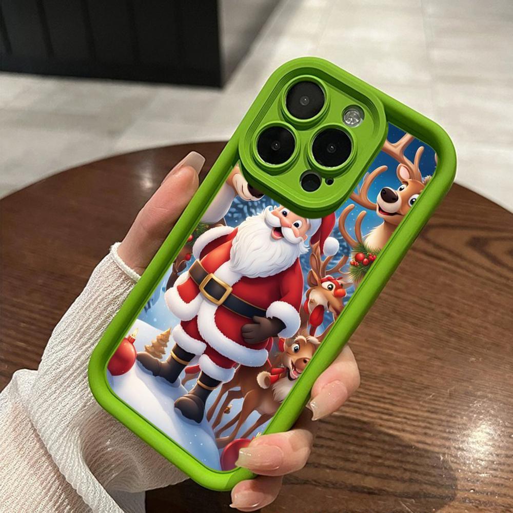 Ae119 Merry Christmas Santa art design Phone Cases for iPhone 16 14 13 11 Pro Max 15 7 8 6 Plus 12 mini XR XS Max SE Angel Eye Ladder Protective Cover