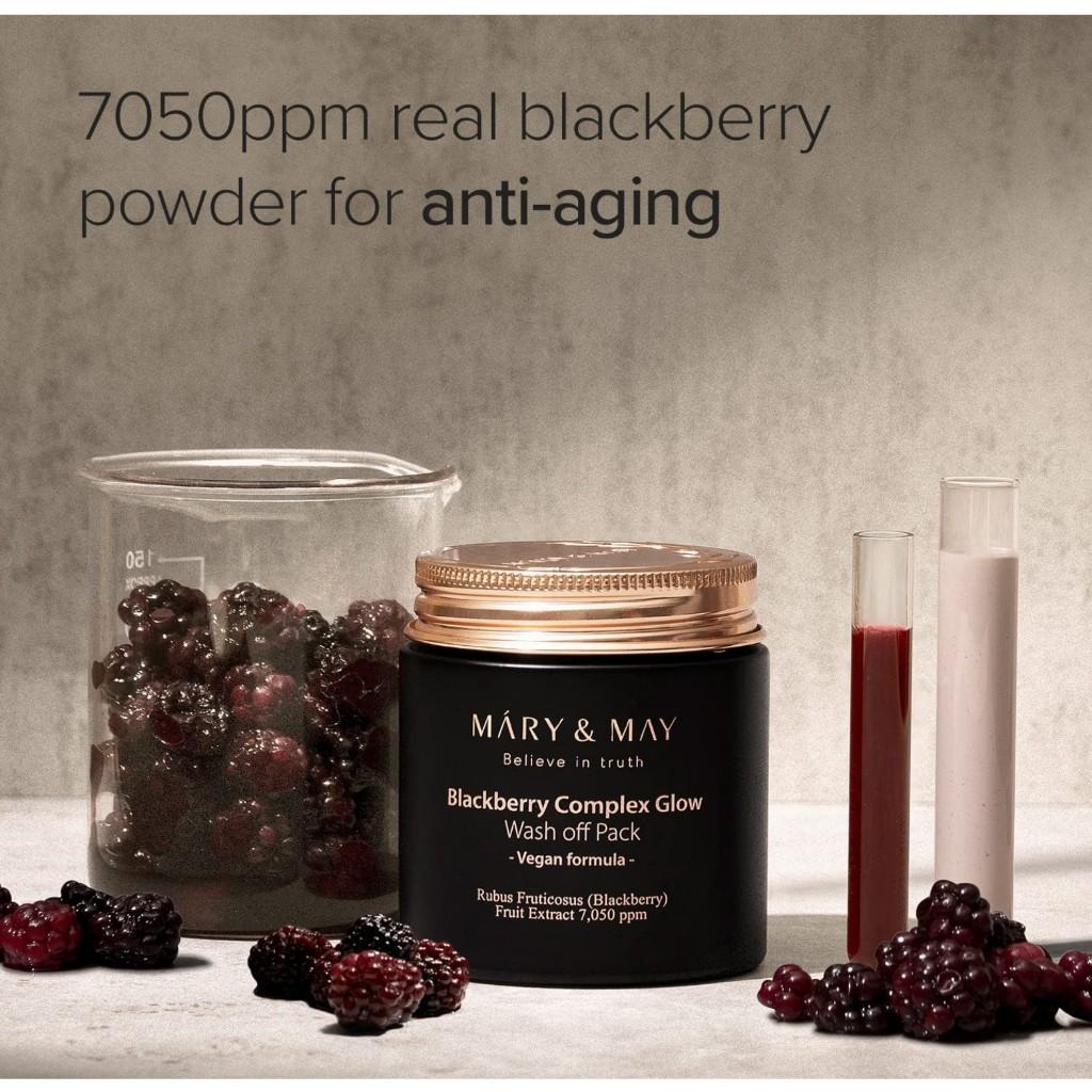 [Mary&May] Vegan Blackberry Complex Glow Wash Off Mask 125g, Blackhead Care, Clean Pores, Sebum Control, Creamy Hydration, Clay Mask