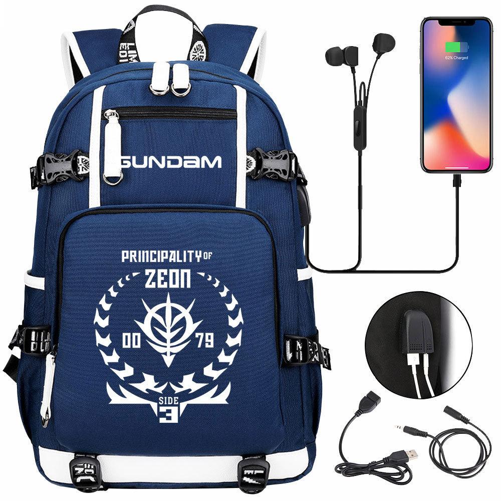 Nuovo Zaino Scolastico Stampato Mobile Suit Gundam per Studenti Adolescenti Uomo Donna Zaino da Viaggio Grande Capacità per il Tempo Libero