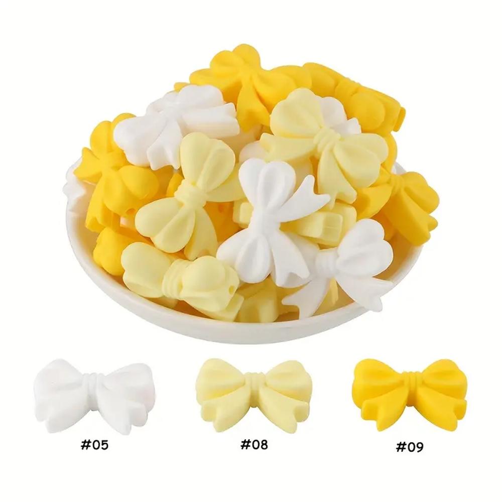 10/38/45PCS Bow Silicone Bead Set, 12mm/15mm, suitable for DIY handmade making, keychains, jewelry, bracelets, necklaces, etc