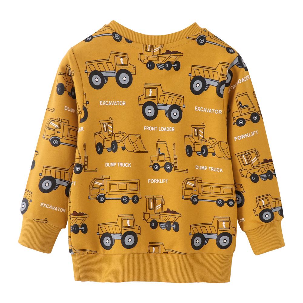 Children's Cartoon Cotton Long Sleeve Sweatshirt - Boys' Autumn Wear, Round Neck, New Casual Design.