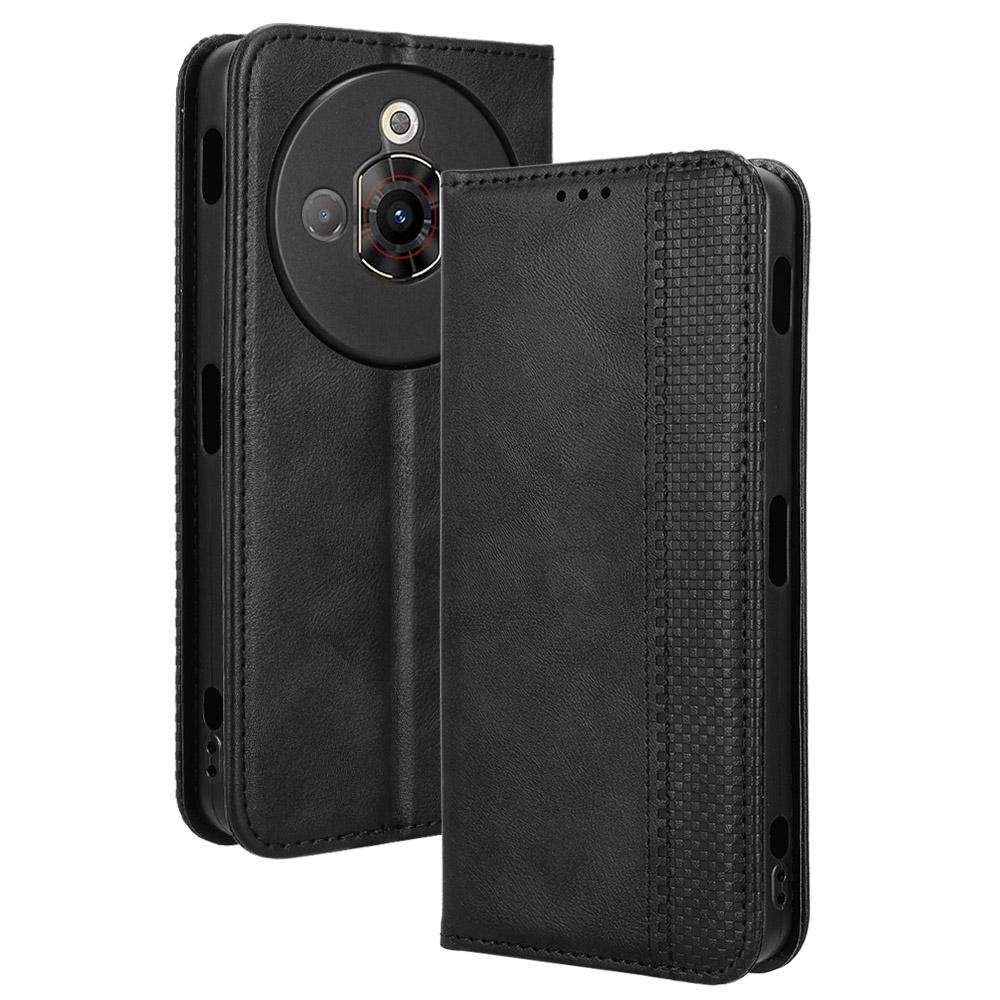 

Кожаный чехол-кошелек с подставкой для ZTE nubia Focus Pro, ретро-текстура, чехол для телефона Black