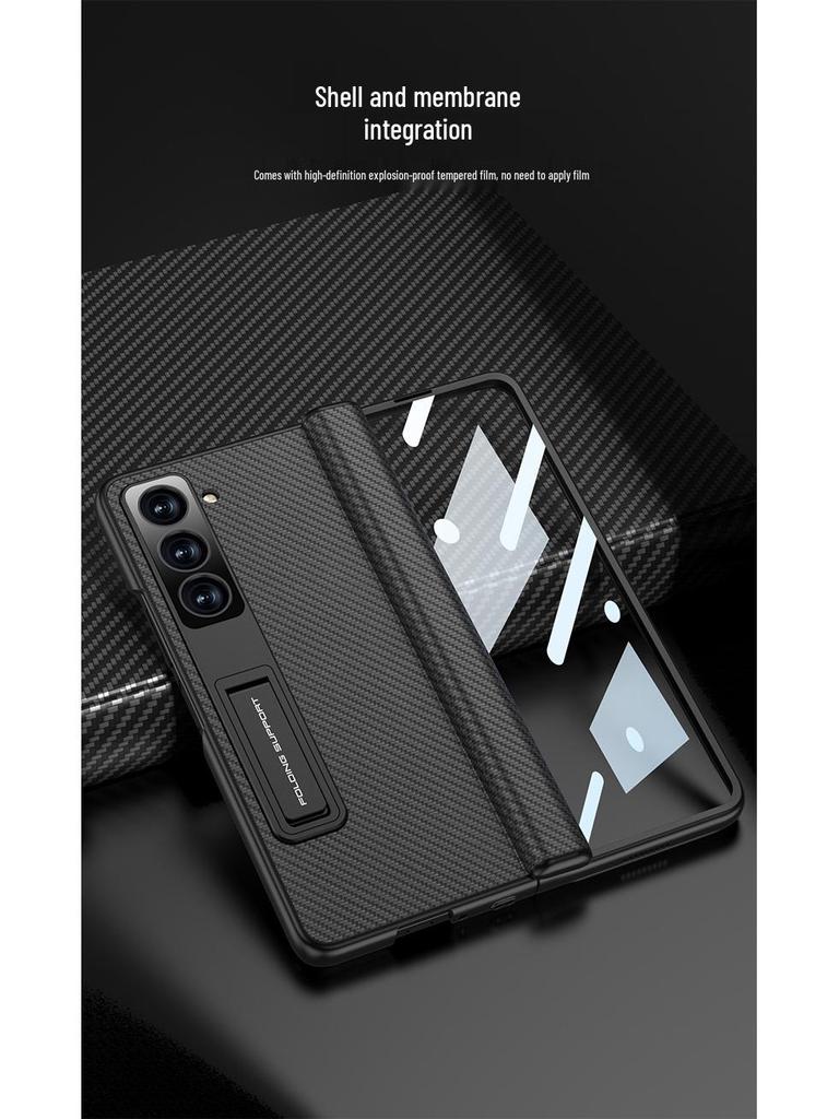 Samsung Z Fold5 Leather Case: Magnetic Hinge, Full Coverage, Stand, Cross-Border Protection