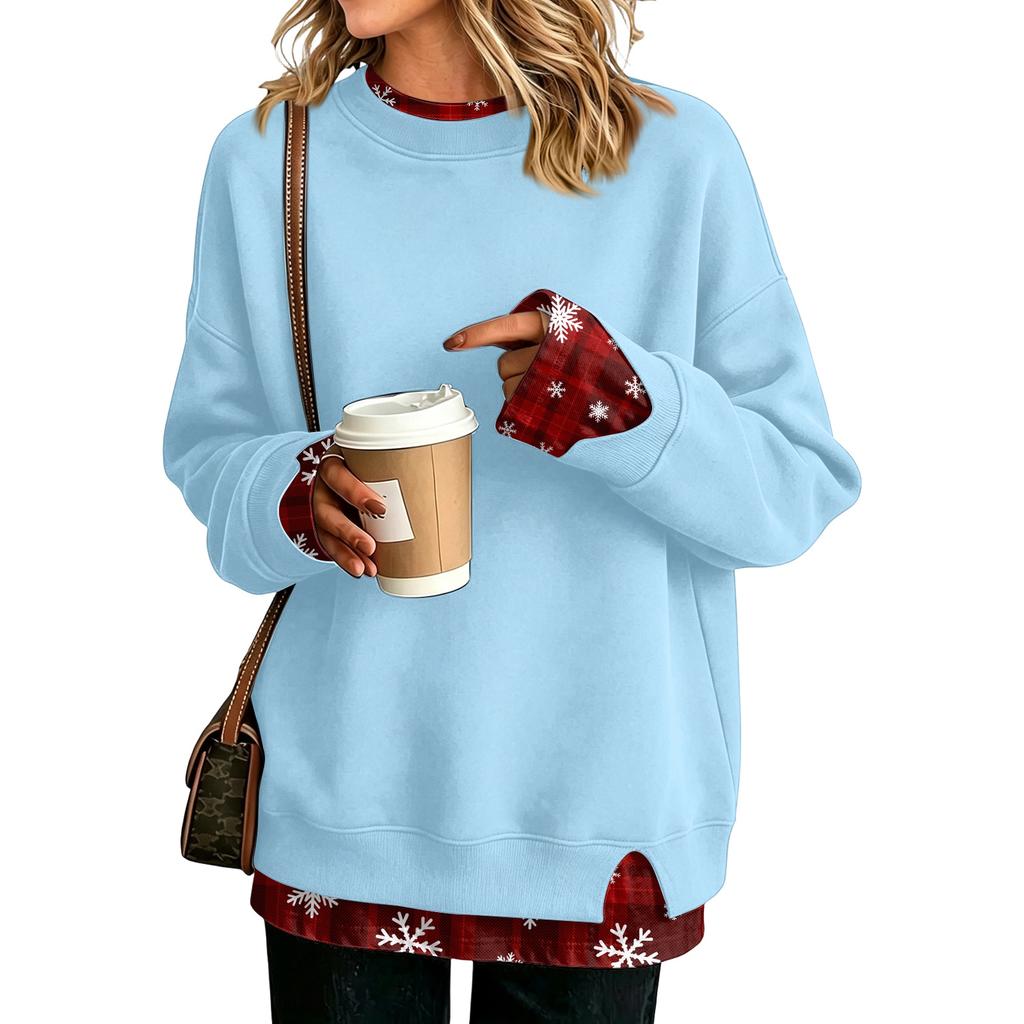 Women's Casual Printed Long Sleeve Sweatshirt Loose Fit Pullover Top for Daily Wear