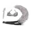 Katzenohren und Wolf Tier Schwanz Cosplay Kostüm Kunstfell Haarspange Kopfschmuck Halloween Leder Hals