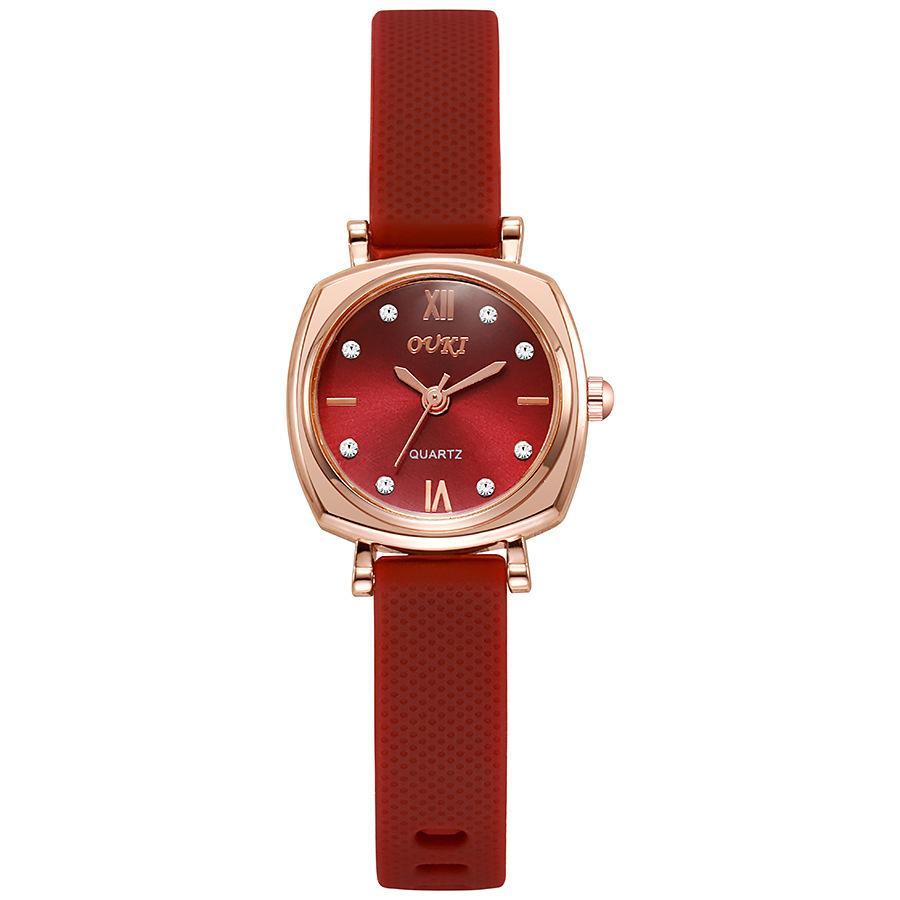 Ouki Niche Watch Women S Student Exam Style Simple Temperament Mori Women S Watch Quartz Watch красный