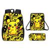 Pattern Backpack Pikachu Shoulder Bag Pencil Case Three Piece Set