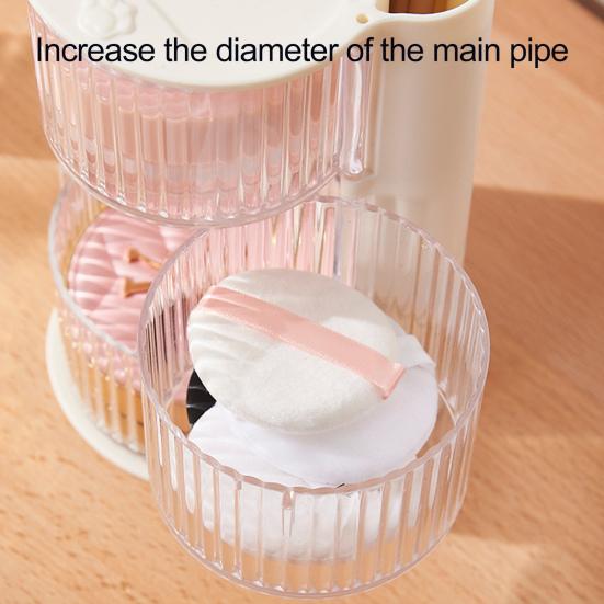 Makeup Brush Holder With Lid Clear Rotating Cosmetic Tool Organizer For Vanity