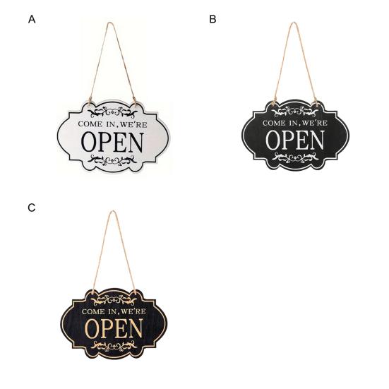 Rustic Business Sign Wooden Open And Closed Sign Double Sided Vintage Open Sign with Rope for Coffee Shop Restaurant Bar Door Window
