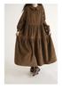 Japanese Style Corduroy Doll Collar Autumn A-Line Long-Sleeve Dress
